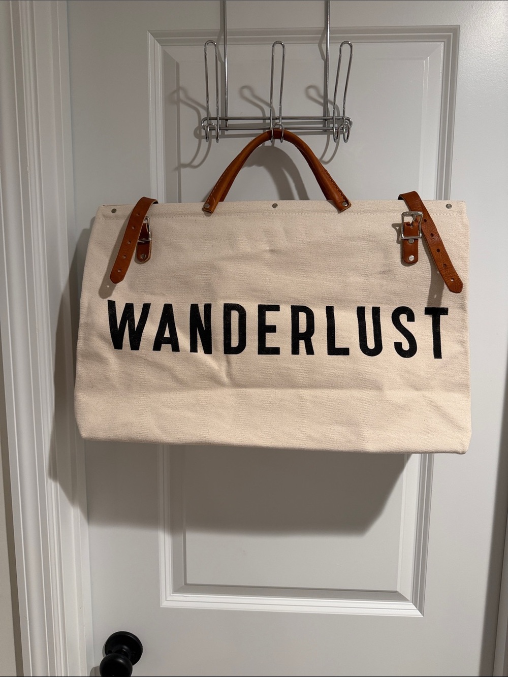 WANDERLUST Canvas Weekender Tote with Leather Straps